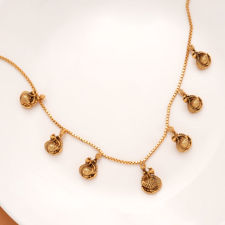 Stylish Golden Peacock Hanging Golden Necklace