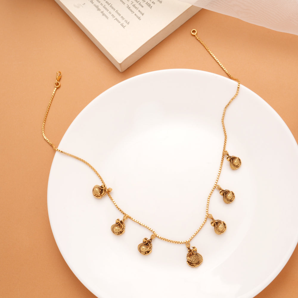 Stylish Golden Peacock Hanging Golden Necklace