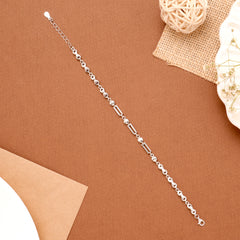 Stylish Rectangular Link Women Silver Bracelet