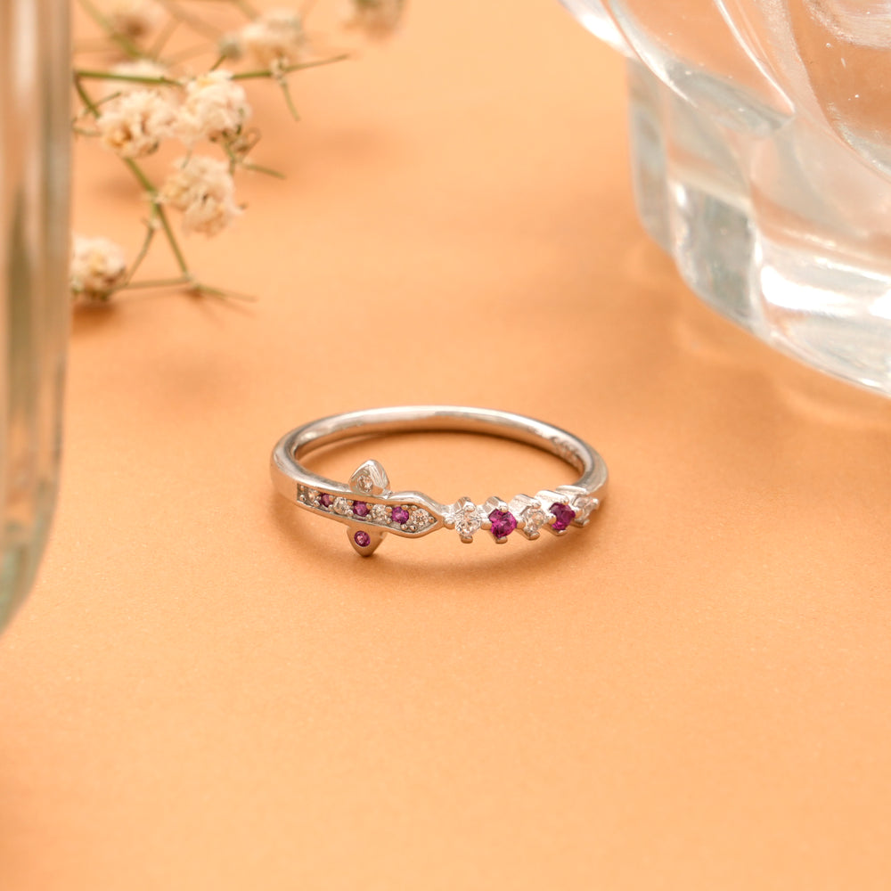 Regal T Shape Stones Silver Ring