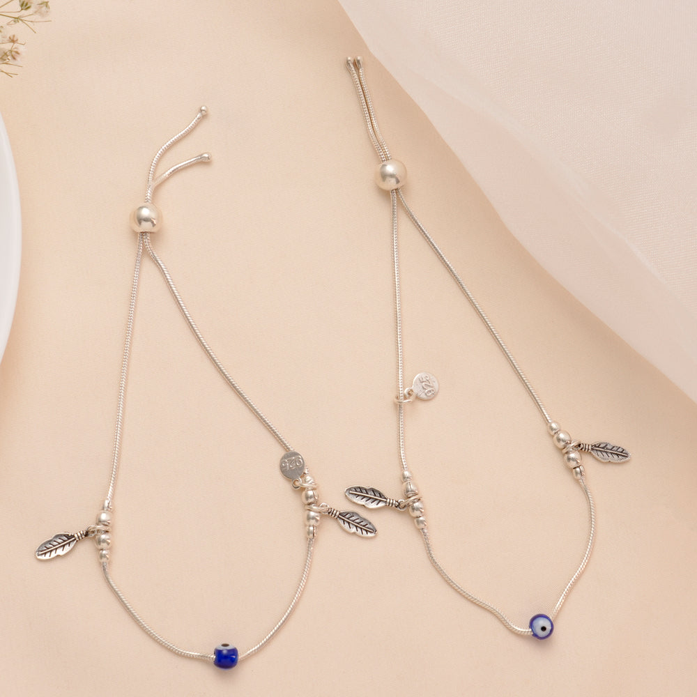 Nature Leaf Design Silver Anklet