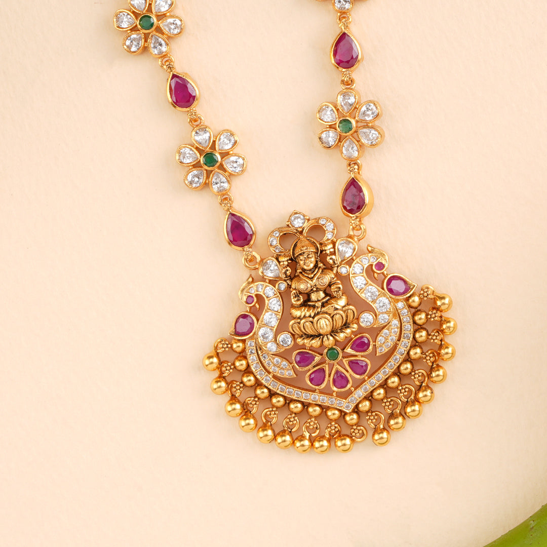 Floral with Lakshmi Golden Drops Necklace