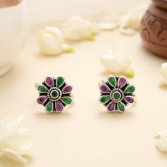 Classic Petal Stone Antique Toe Ring