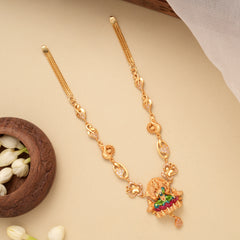 Intricate Temple Lakshmi Design Golden Necklace