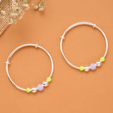 Neon Green & Lavender Bead Baby Silver Bangle