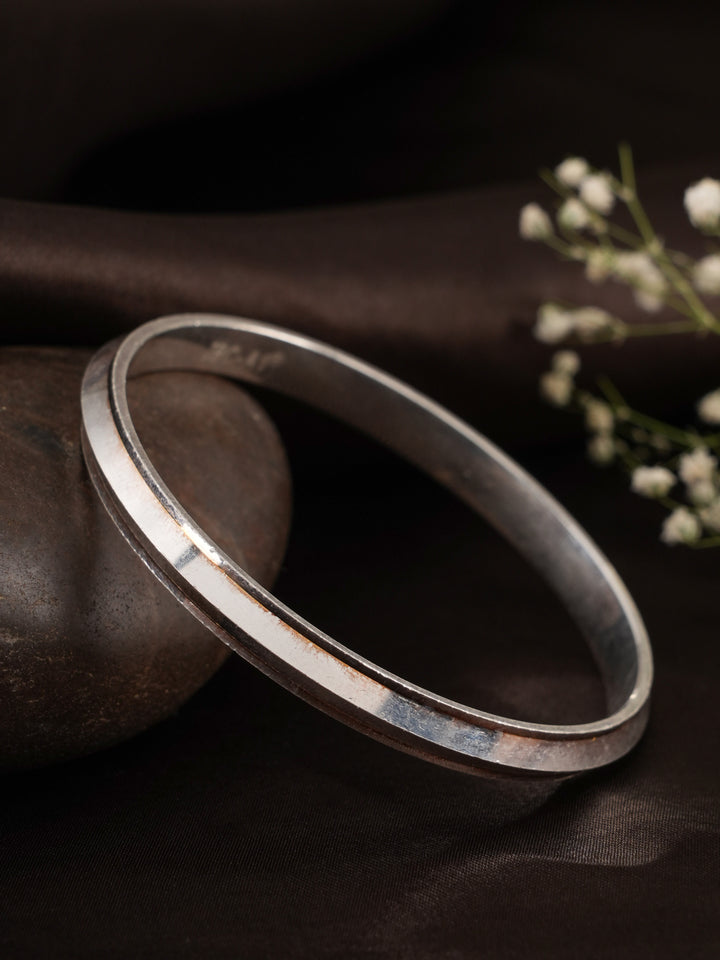 V Cut Plain Silver Kada for Men