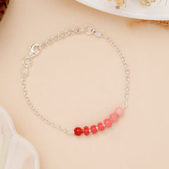 Red Gradient Beaded Baby Silver Bracelet