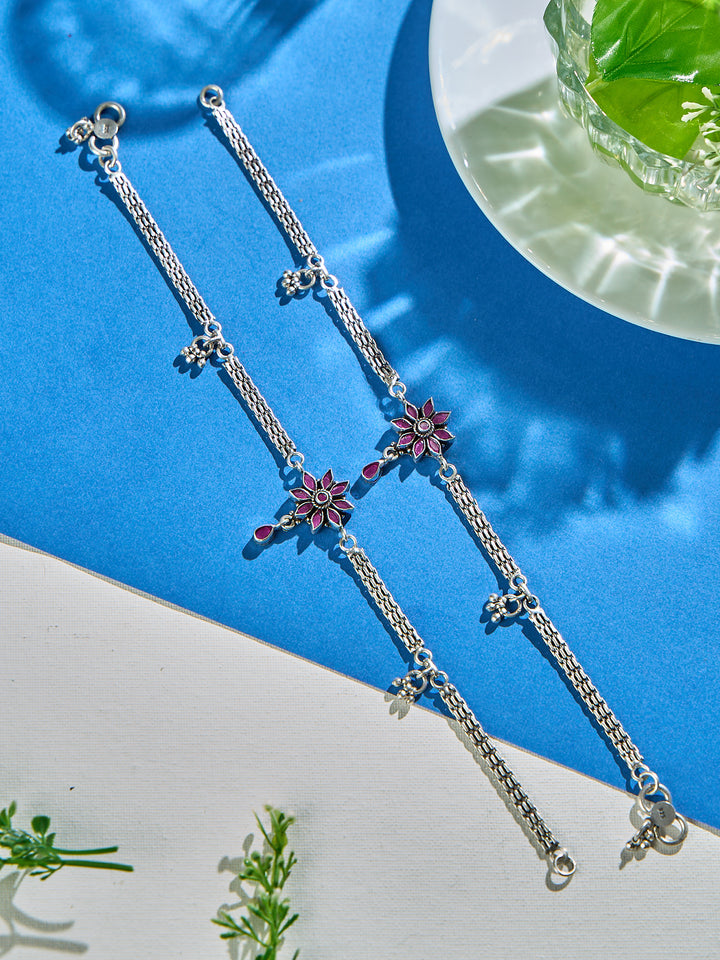 Ruby Bloom Floral  Antique Anklet