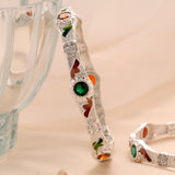 Fancy Multi Colour Silver Bangle