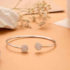 Shining Dual Round Halo Silver Bracelet