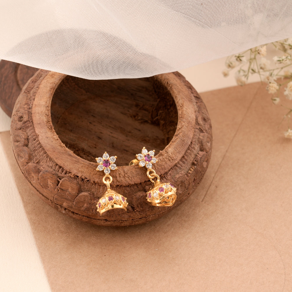 Radiance Bloom with Ruby Silver Jhumkas