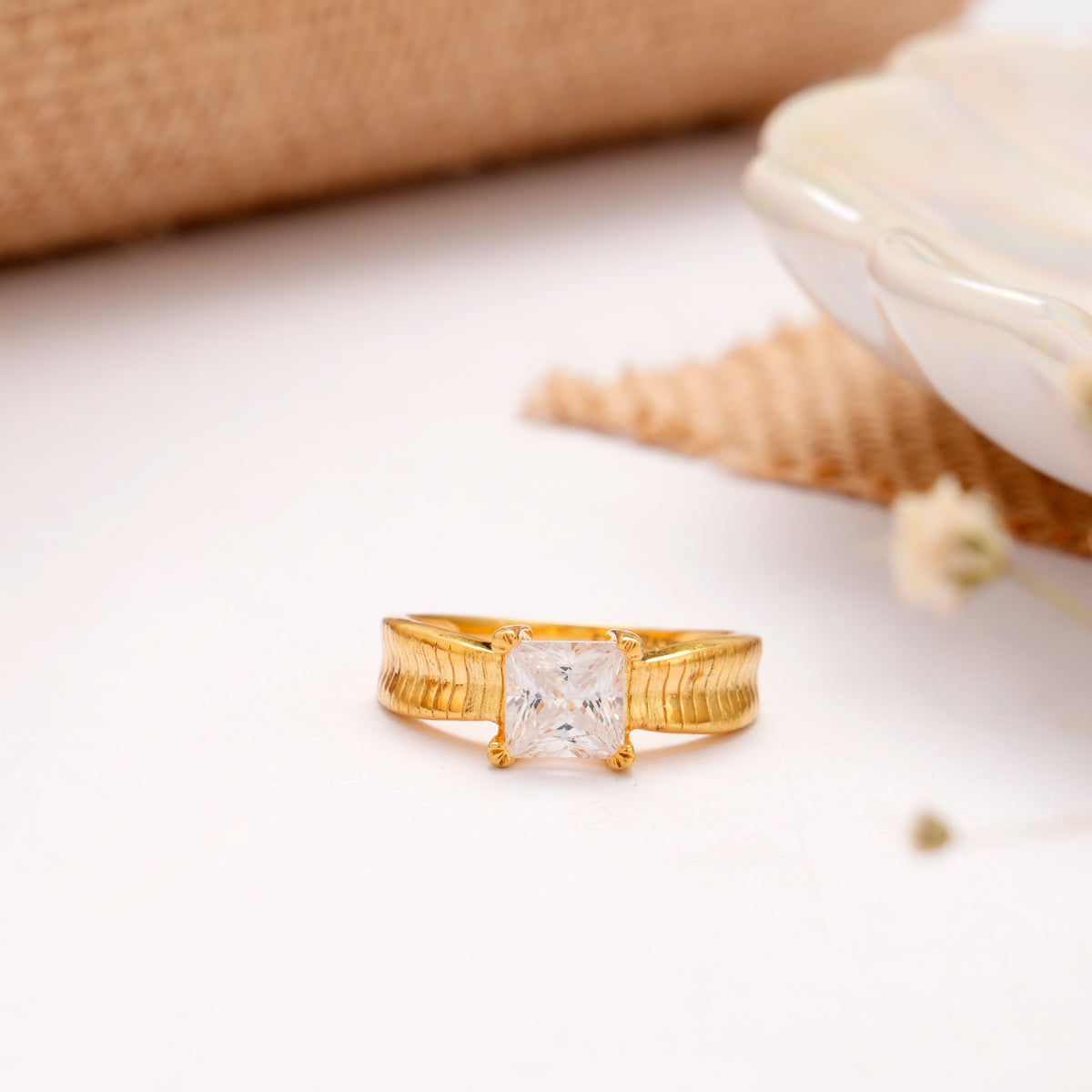 Single Solitaire Stone Golden Ring
