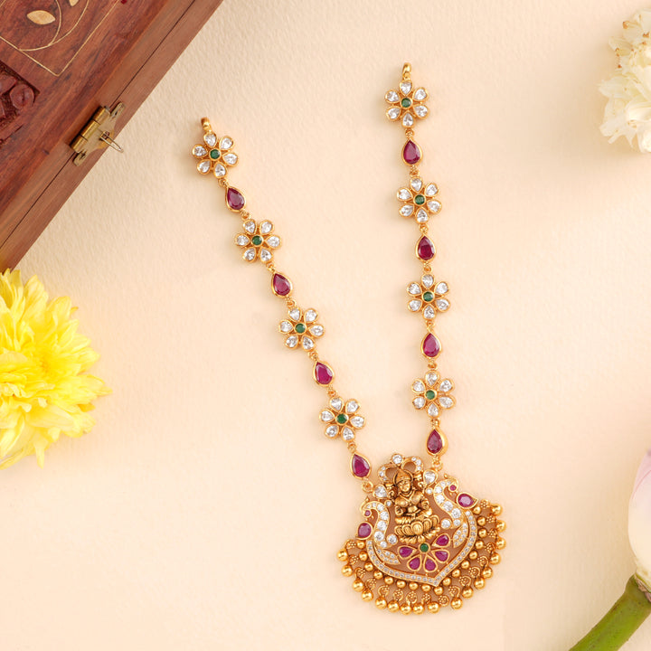 Floral with Lakshmi Golden Drops Necklace