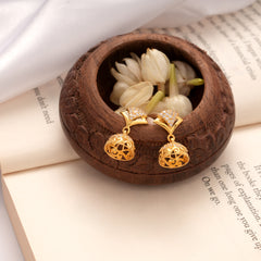 Geometric Layer Stone Golden Jhumkas