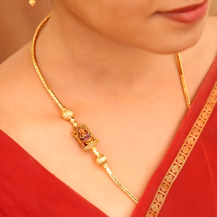 Divine Gold Plated Lakshmi Mugappu Chain
