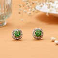 Green Cubic Zirconia Silver Stud