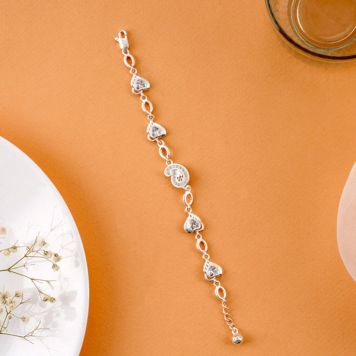 Silver Zircon Heart Women's Bracelet