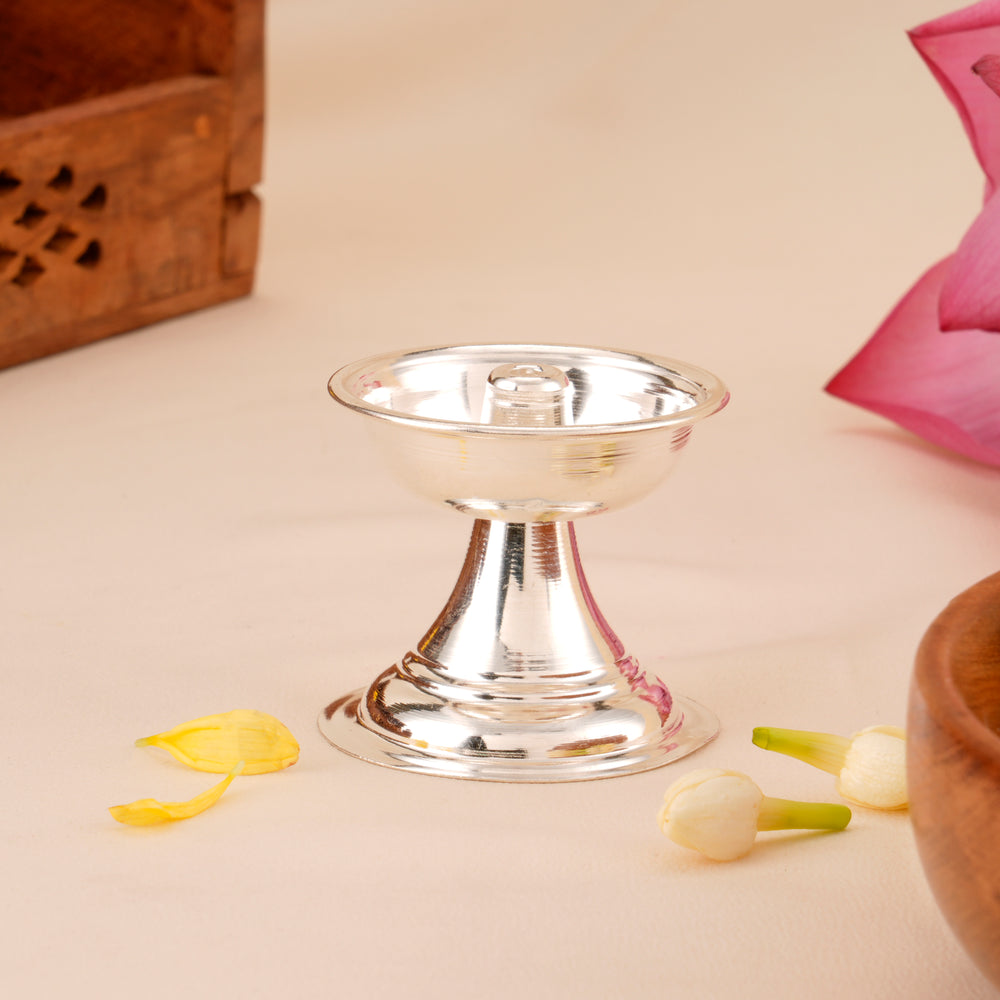 Elegant Silver Diya Lamp