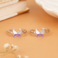 Radiant Purple with White Silver Butterfly Toe Ring