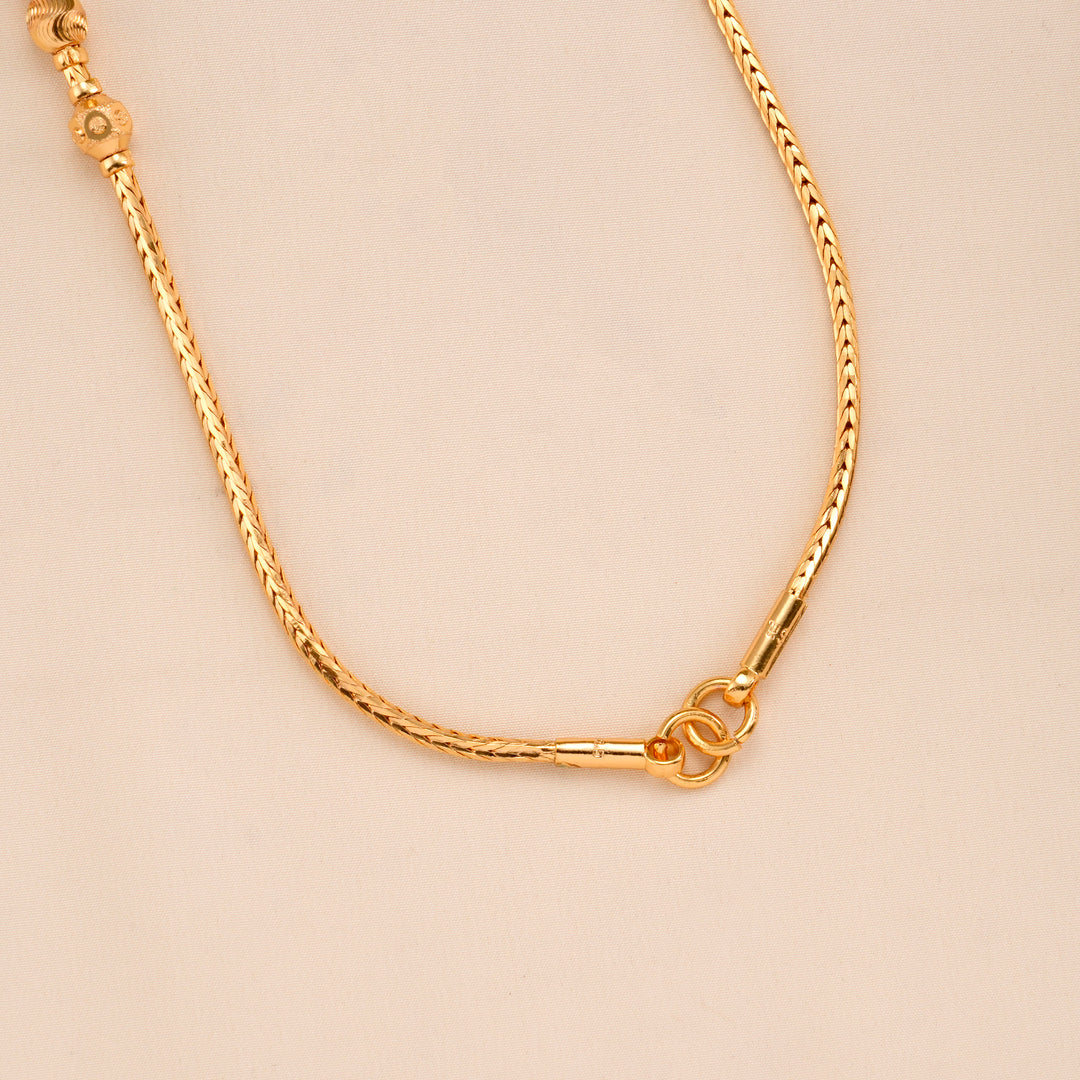 Elegant Gold Plated Bead Mugappu Chain