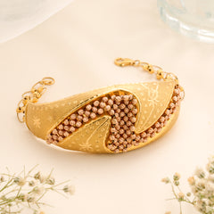 Two Tone Beaded Women's Gold Kada