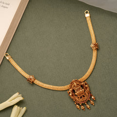 Goddess Lakshmi Nagas Temple Inspired Golden Necklace