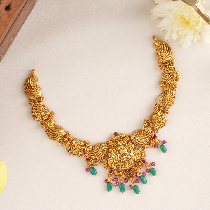 Antique Lakshmi with Peacock Design Necklace