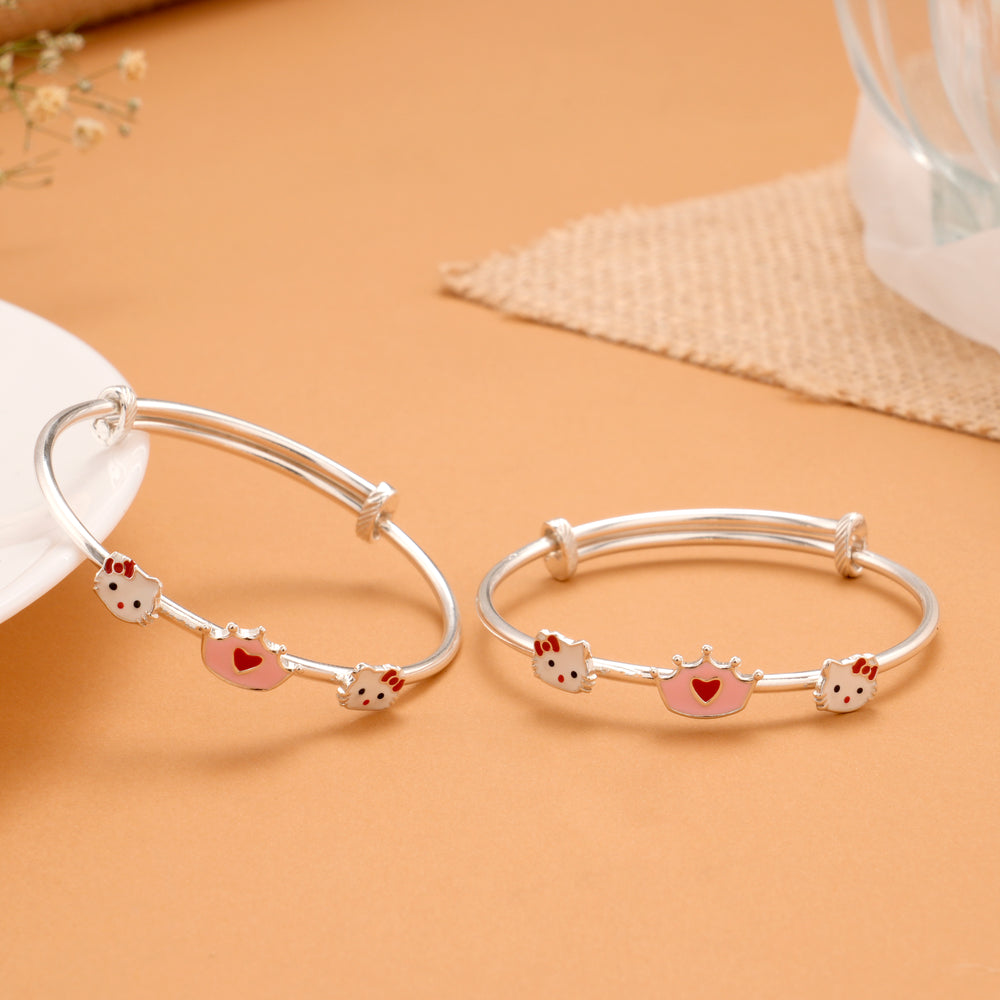 Minimal Crown Enamel Silver Baby Bangle