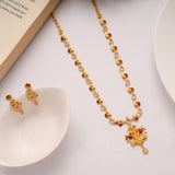 Ruby Floral Lakshmi Golden Designer Necklace Set