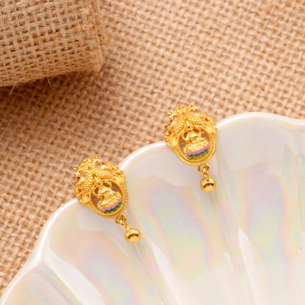 Classic Lakshmi Peacock Casting Gold Earring