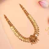 Gold Plated Silver Antique Lakshmi Kasu Mala Haram with Coin Chain