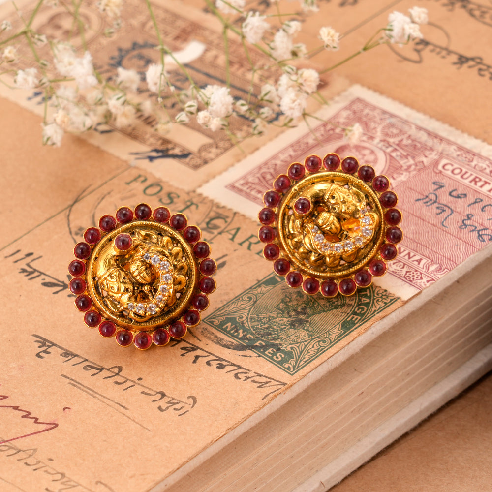 Radiant Ruby Kundan White Stone Stud