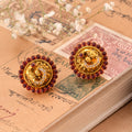 Radiant Ruby Kundan White Stone Stud