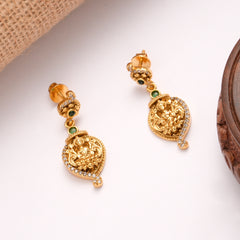 Divine Leaf Lakshmi Golden Earrings