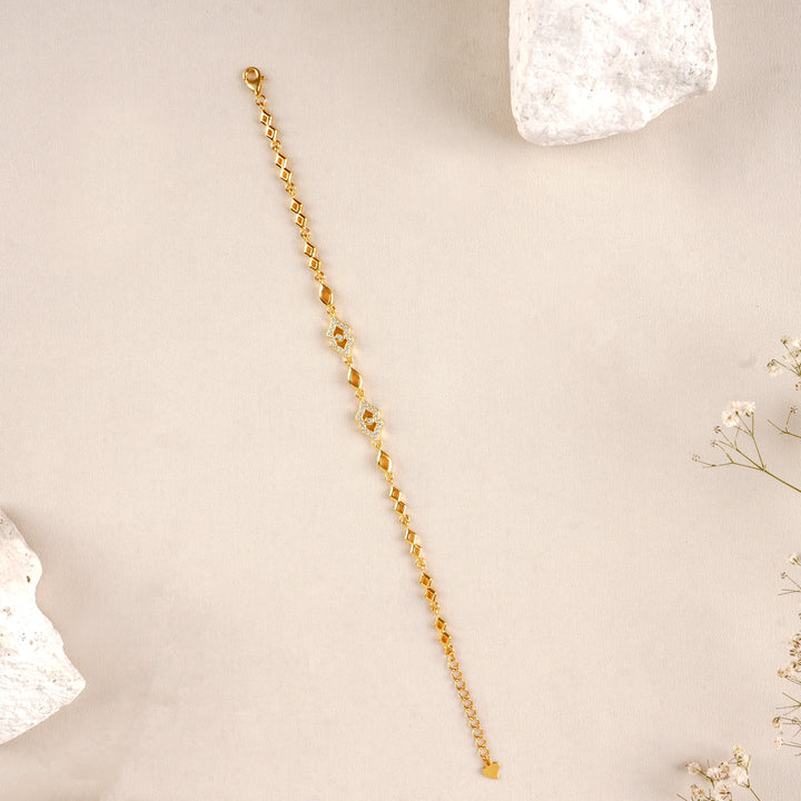 Graceful Leaf Silver Gold Plated Fancy Bracelet