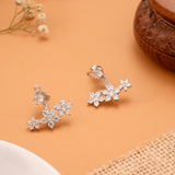 Trendy Tri Flower Silver Earrings