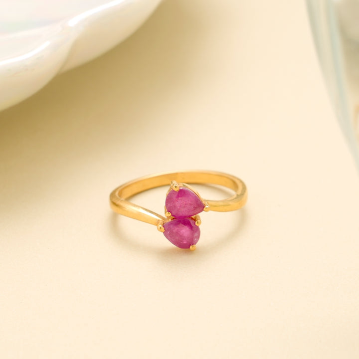 Twin Gemstone Gold Ring