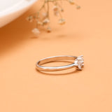 Dual Princess Cut White Stone Silver Ring