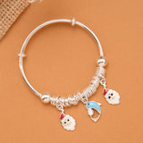 Santa & Dolphin Charm Baby Silver Bangle