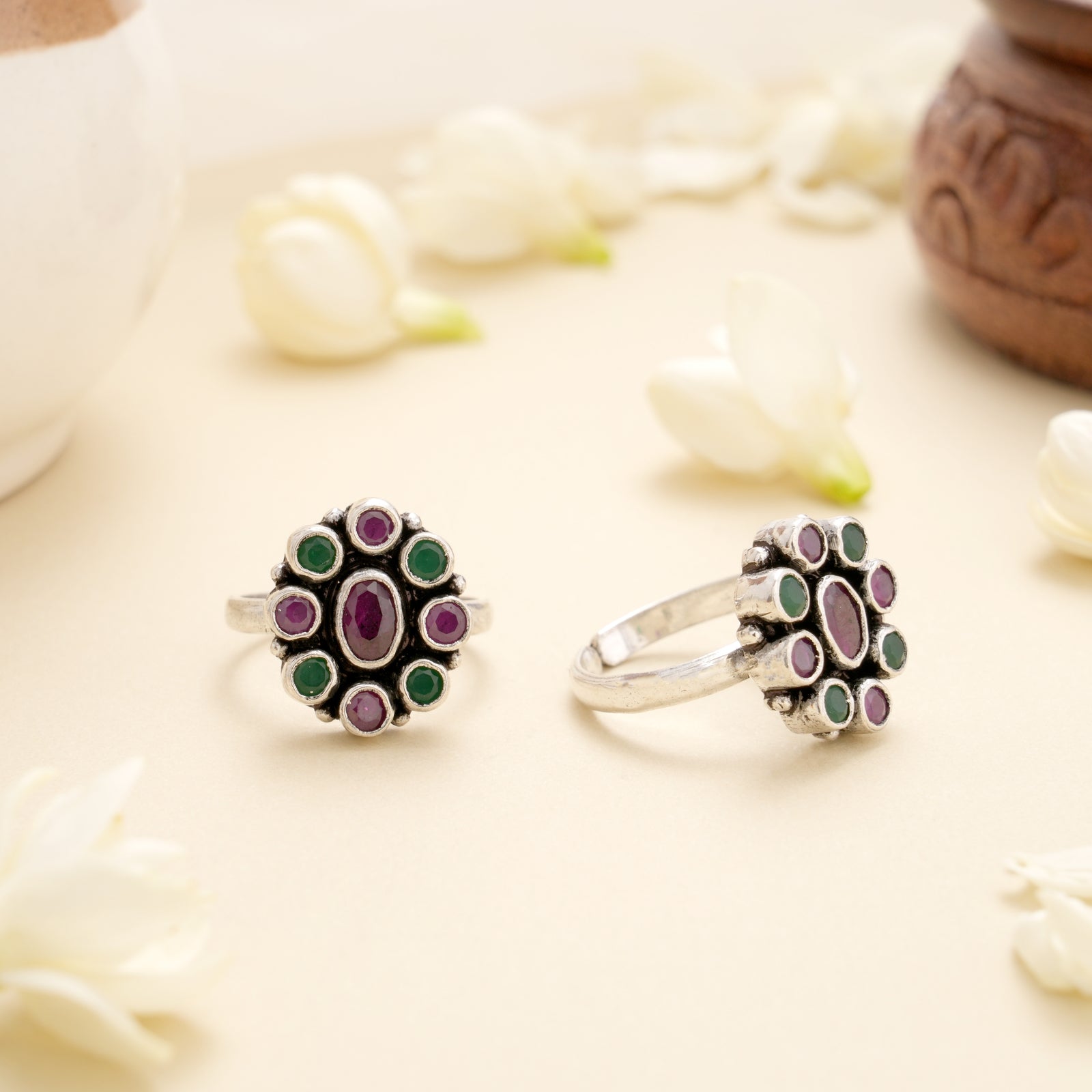 Royal Oval Ruby Halo Toe Ring