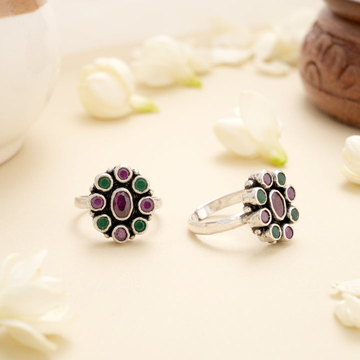 Royal Oval Ruby Halo Toe Ring