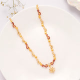 Ruby Floral Pattern Golden Necklace Set