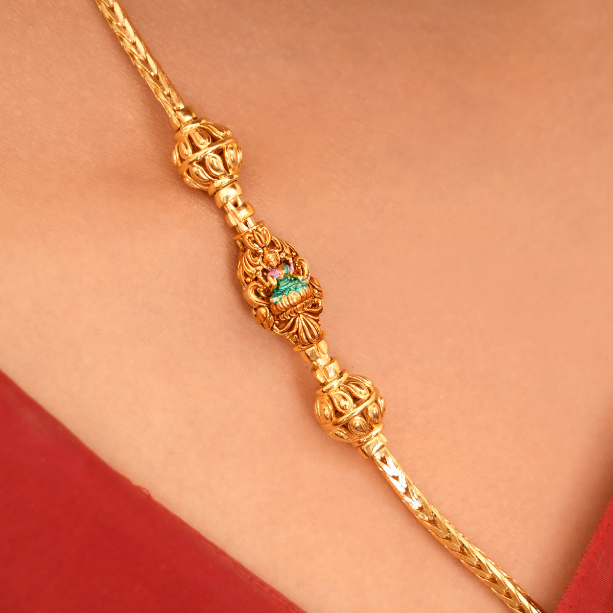 Lotus Lakshmi Golden Mugappu Chain