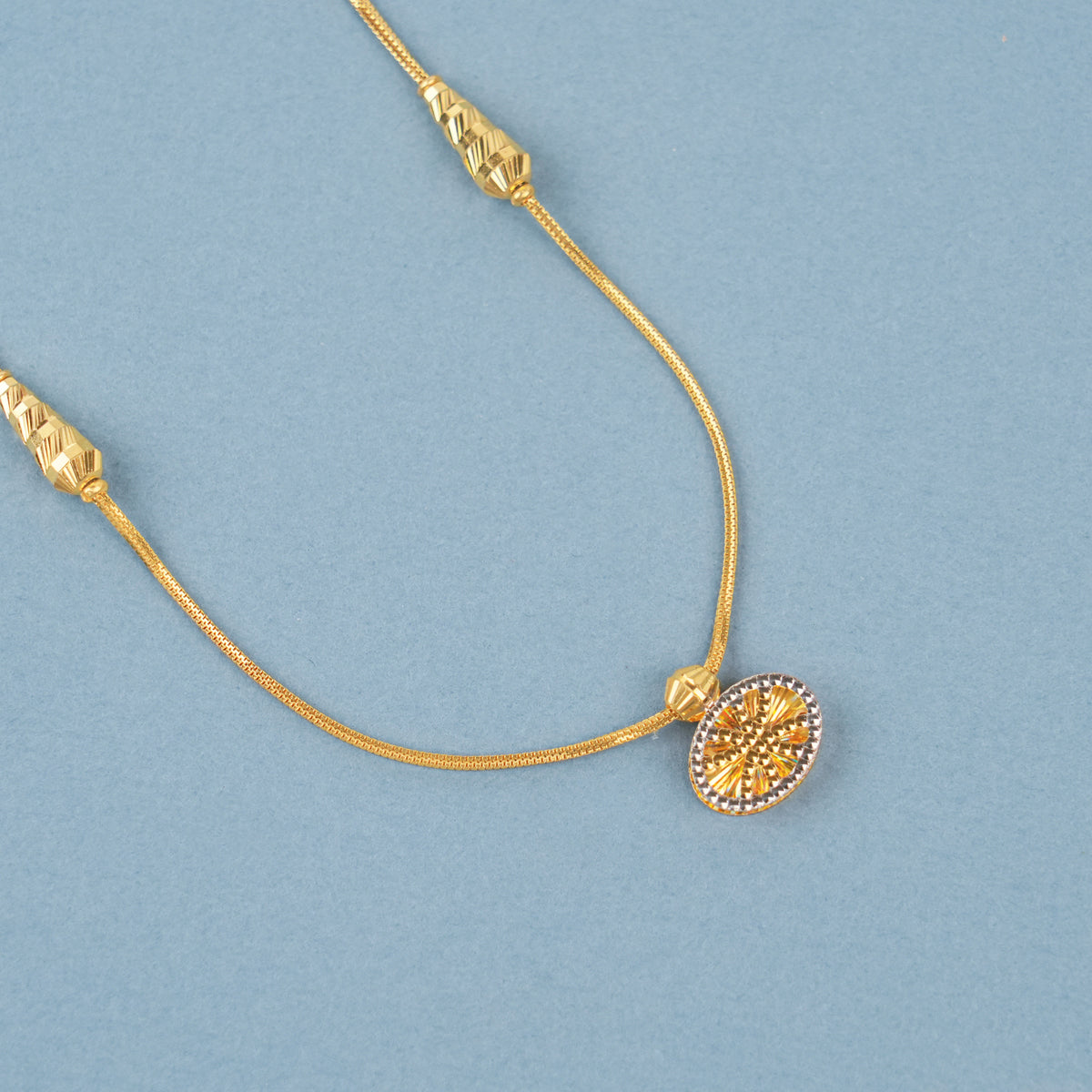 Dual Tone Tiny Shape Pendant Gold Necklace