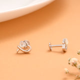 Stylish Two Heart Silver Stud