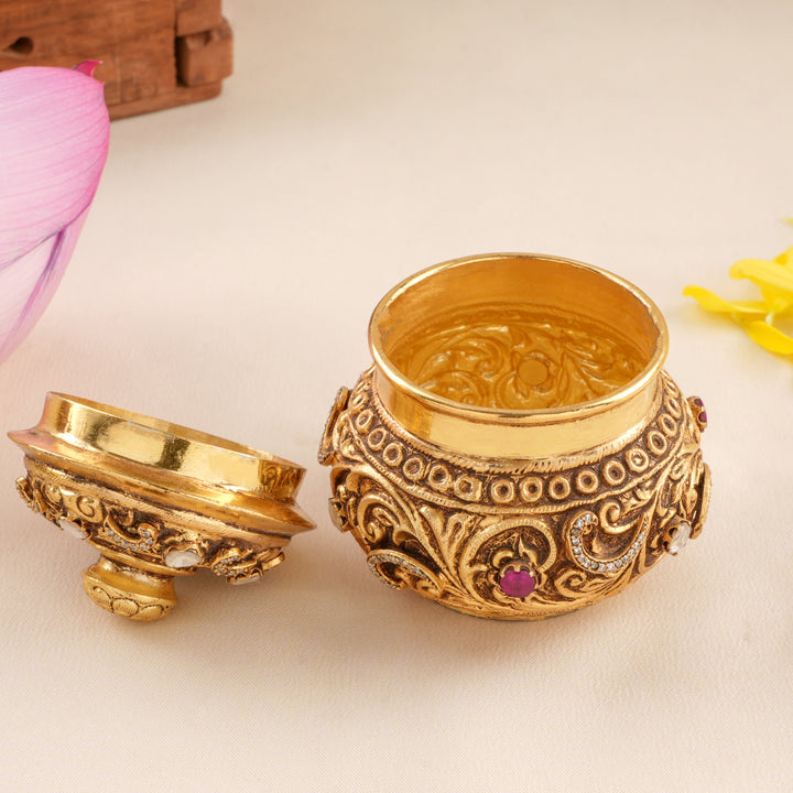 Antique Gold Plated Kumkum Bharani