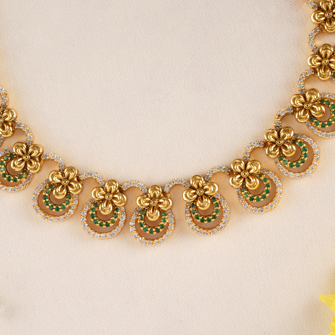 Emerald Blossom Circle Necklace