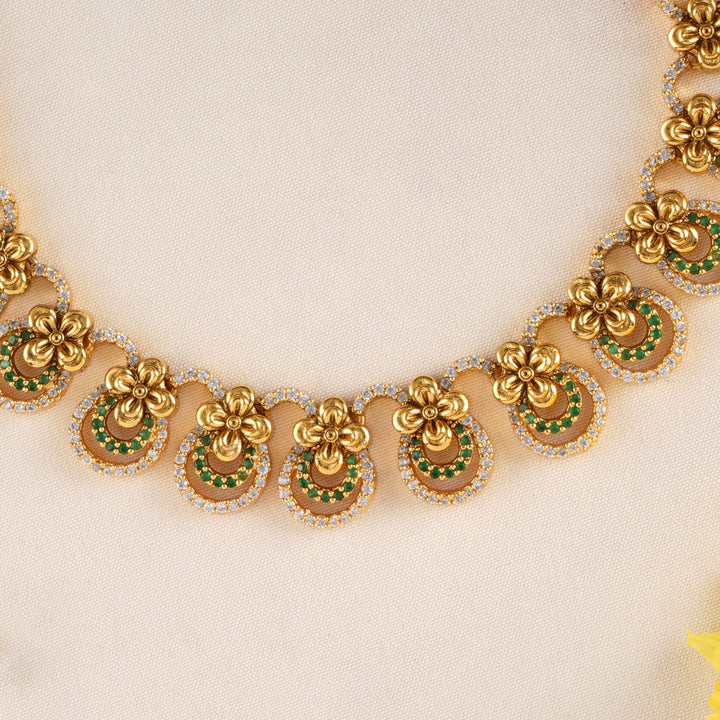 Emerald Blossom Circle Necklace