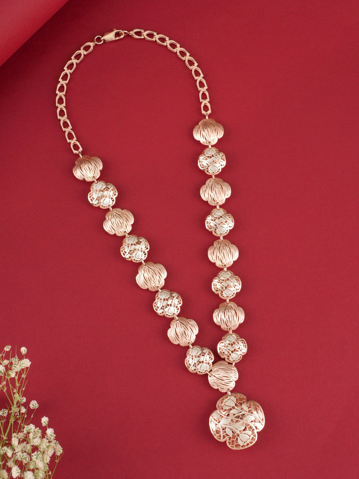 Filigree Sphere Rose Gold Silver Necklace with Earrings