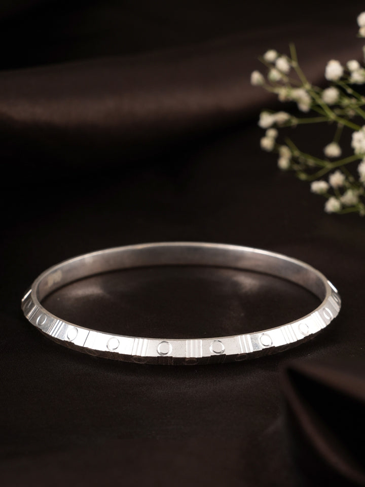 Diamond Cut Engraving Silver Kada